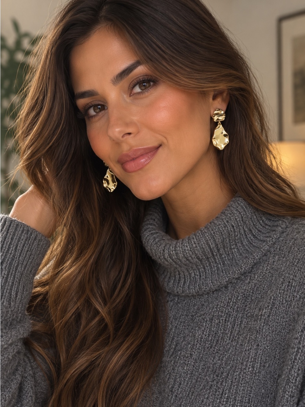 Style Makers Hammered Gold Dangle Earrings